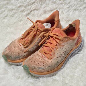 Worn HOKA ONE ONE Clifton 8 Running Shoes Women's Peach Size:6.5B